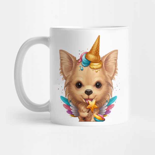 Fawn Long Coat Chihuahua Ice Cream Unicorn by stonemask